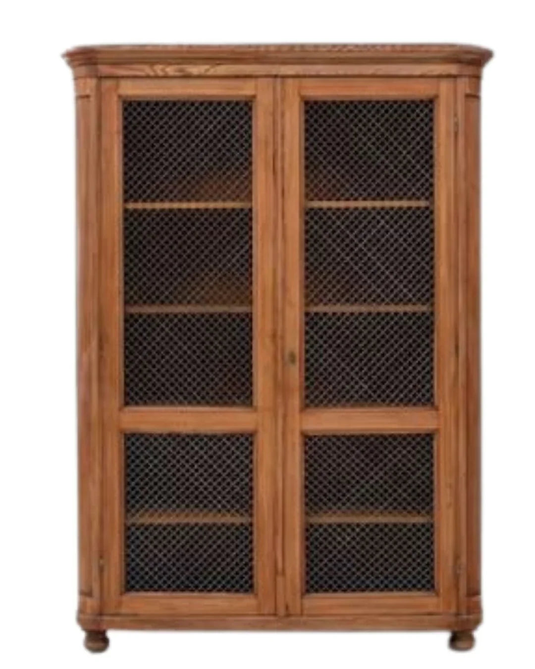 Antique French Wooden Cabinet with Metal Mesh, Circa 1860