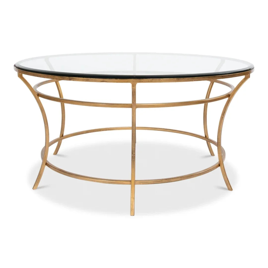 Contemporary Glass Top Gold Coffee Table