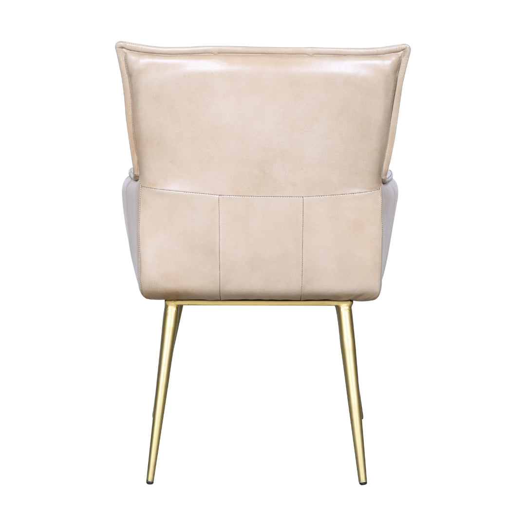 Antique Ivory Leather Quilted Armchair