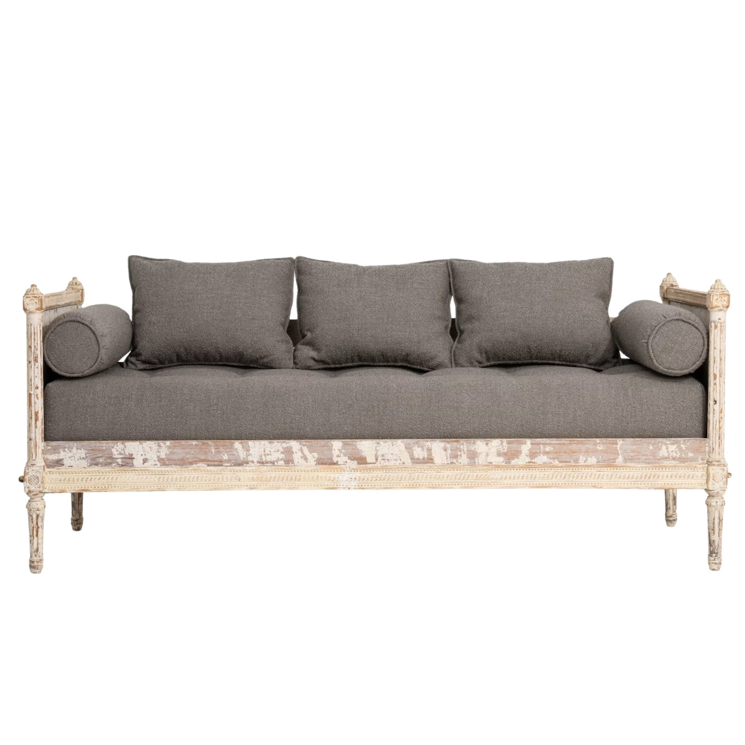 Antique White French Manor Daybed Sofa, Circa 1900