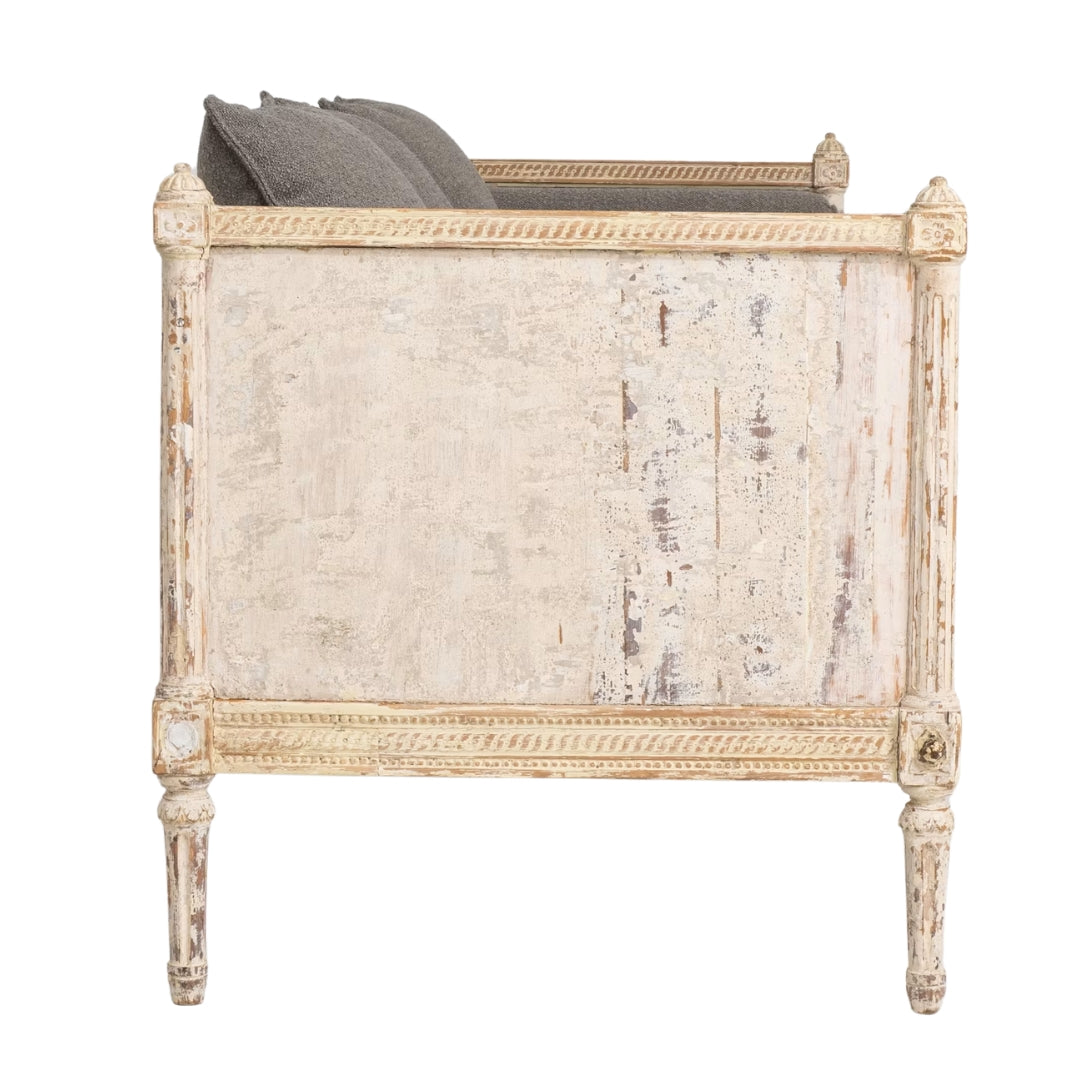 Antique White French Manor Daybed Sofa, Circa 1900