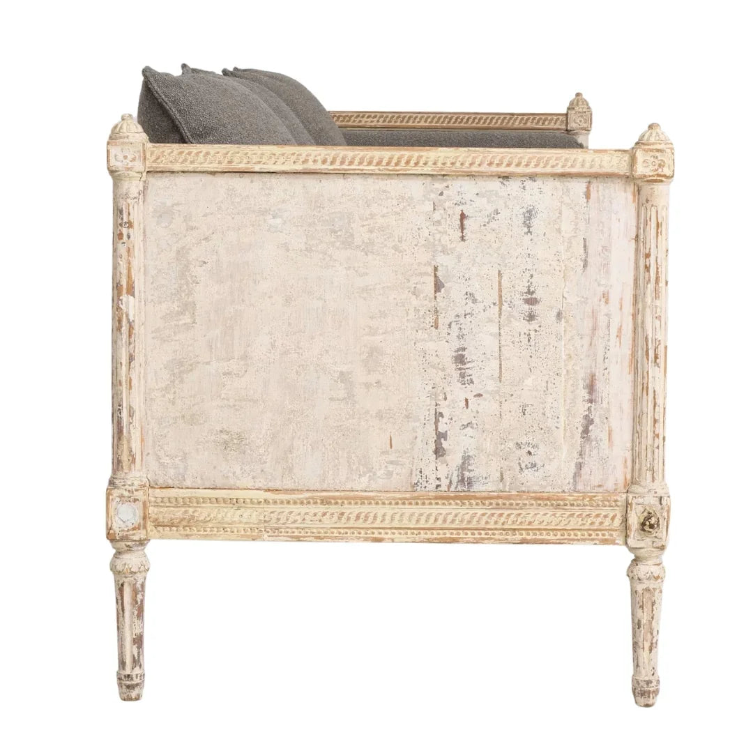 Antique White French Manor Daybed Sofa, Circa 1900