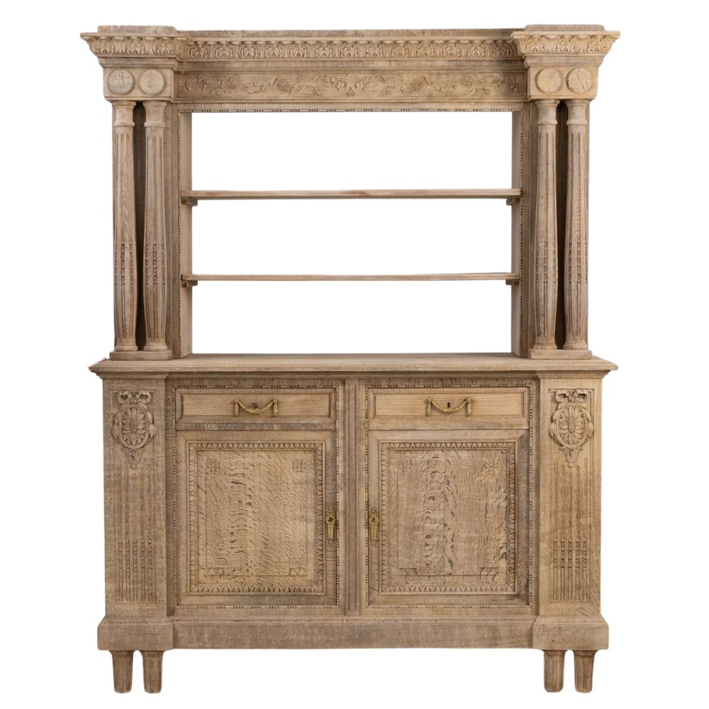 Antique Carved Wood Open Display Hutch, Circa 1910