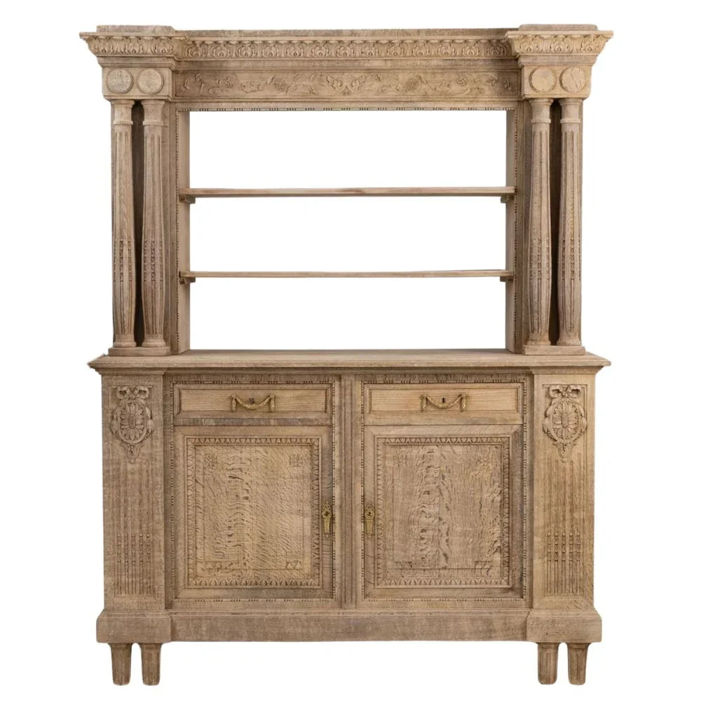 Antique Carved Wood Open Display Hutch, Circa 1910