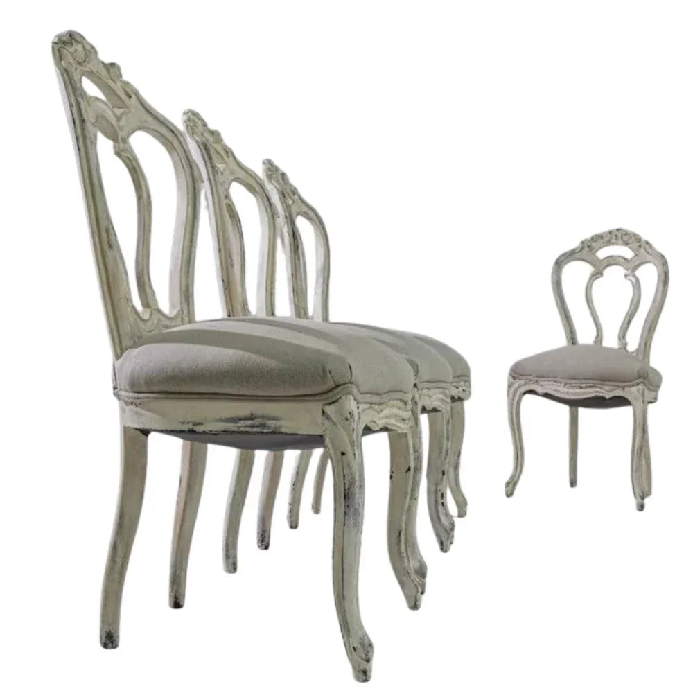 Antique French Shabby Chic Dining Chairs - Set of 4, Circa 1900