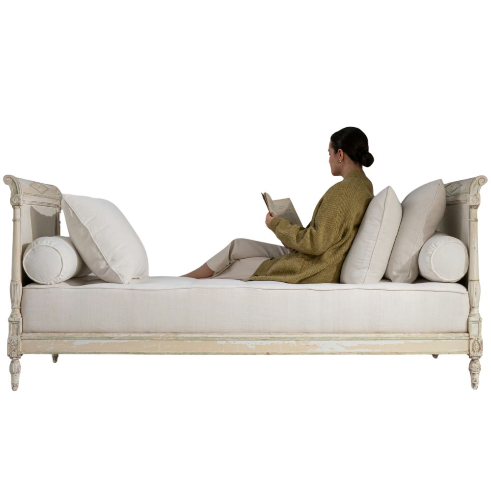 French Country Louis XVI Upholstered Daybed, Circa 1850