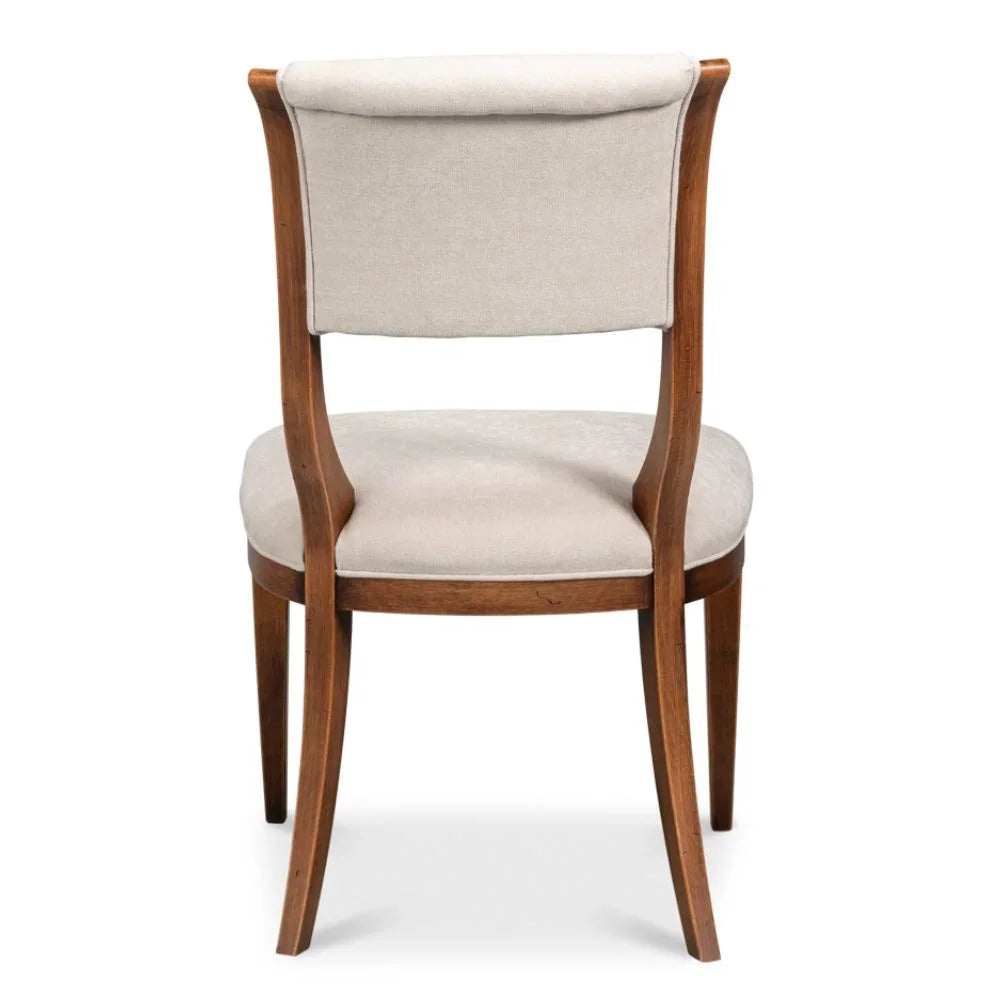 Antiqued Walnut Curved Leg Dining Chairs - Pair