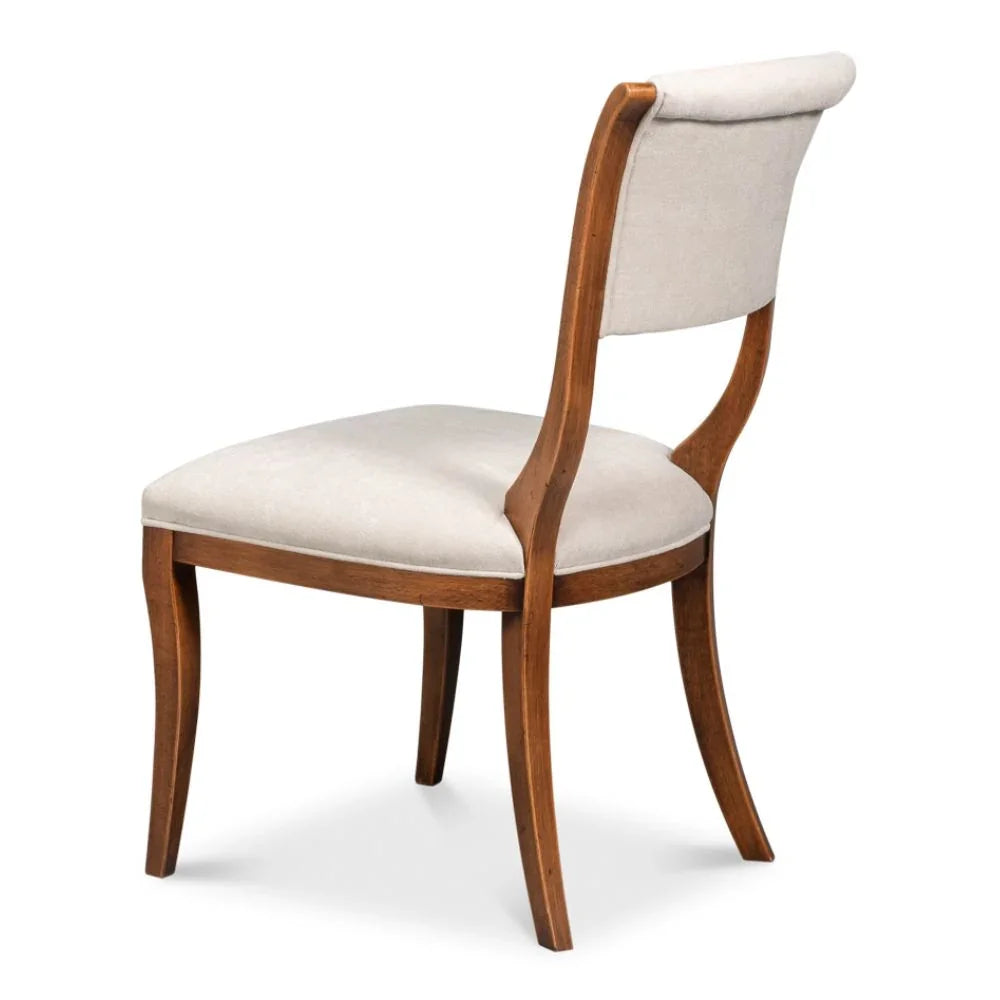 Antiqued Walnut Curved Leg Dining Chairs - Pair