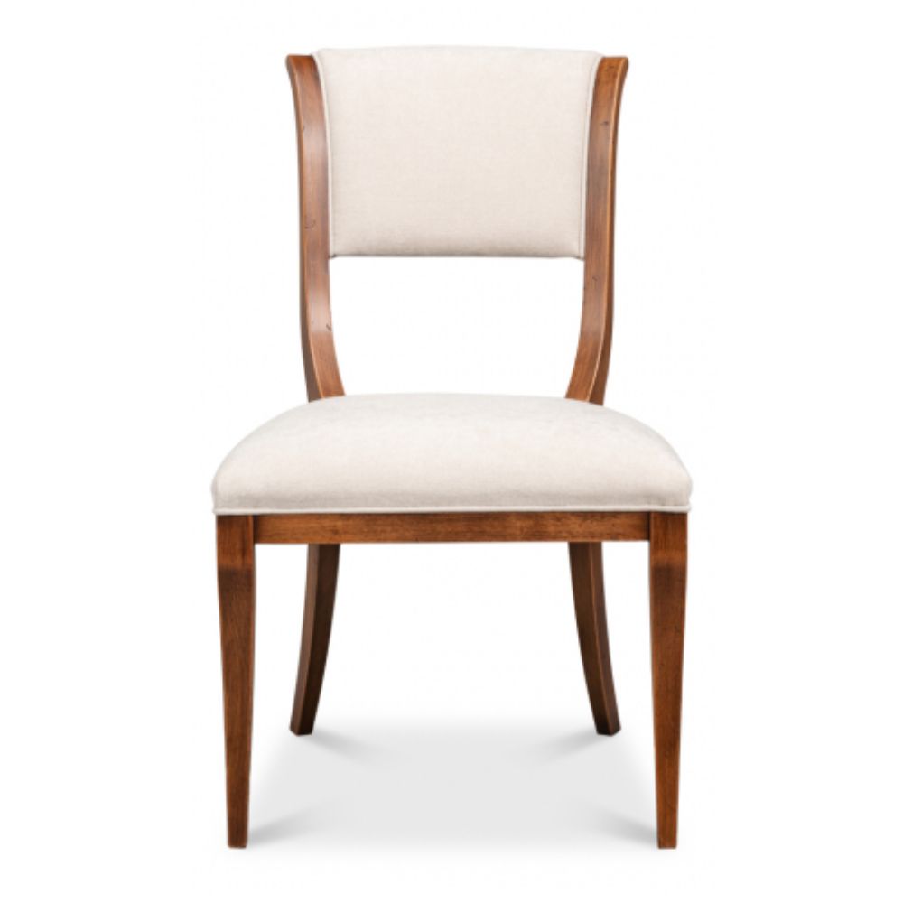 Antiqued Walnut Curved Leg Dining Chairs - Pair