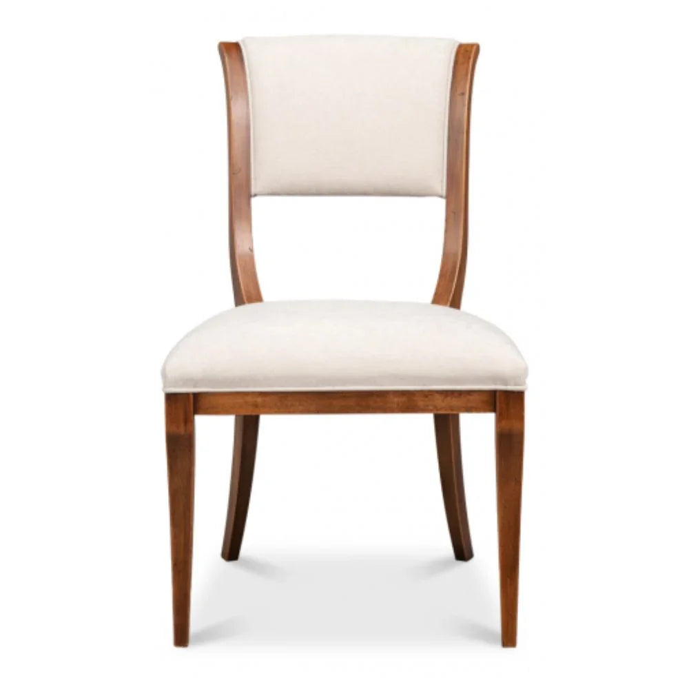Antiqued Walnut Curved Leg Dining Chairs - Pair
