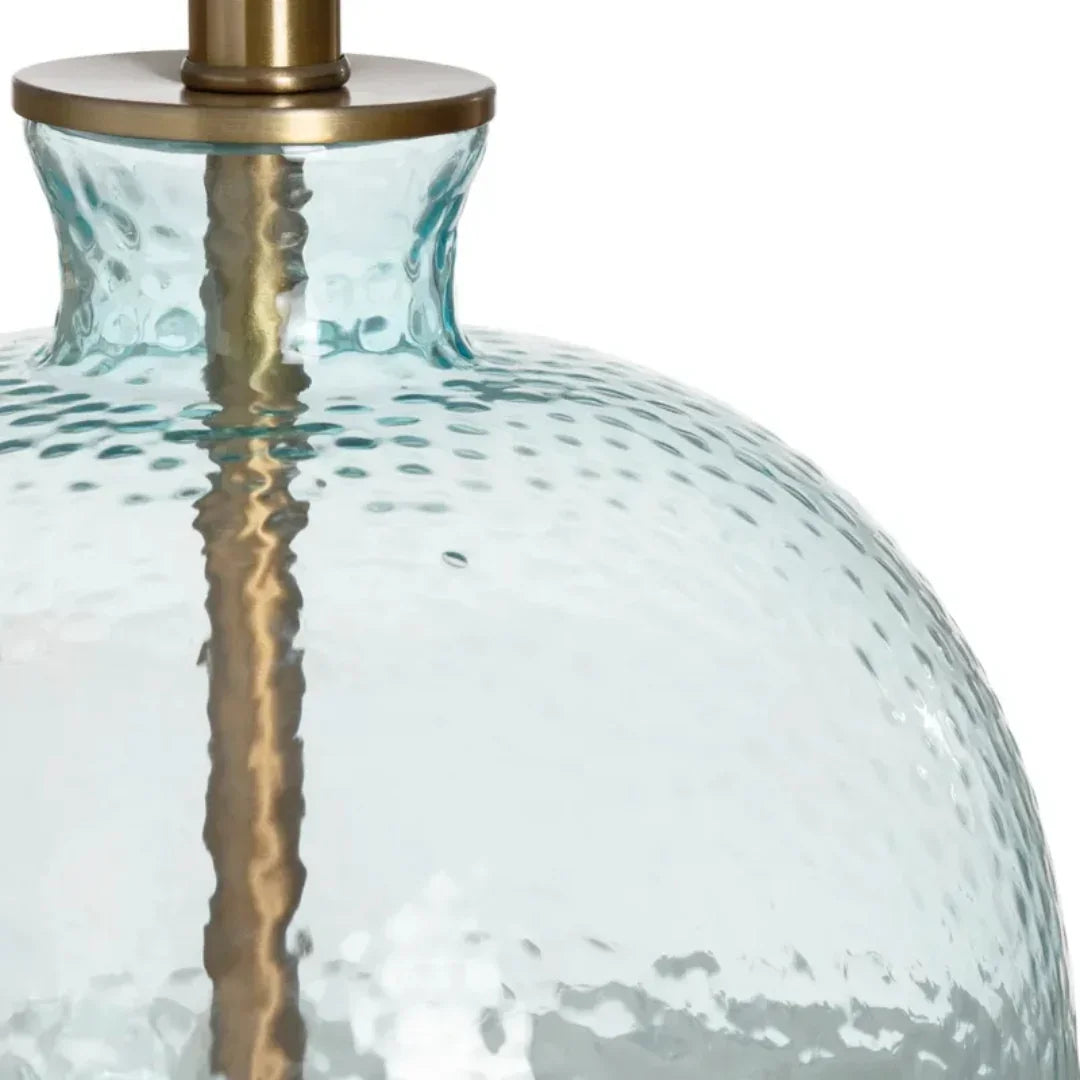 Aqua Hammered Glass Orb Table Lamp - Set of 2