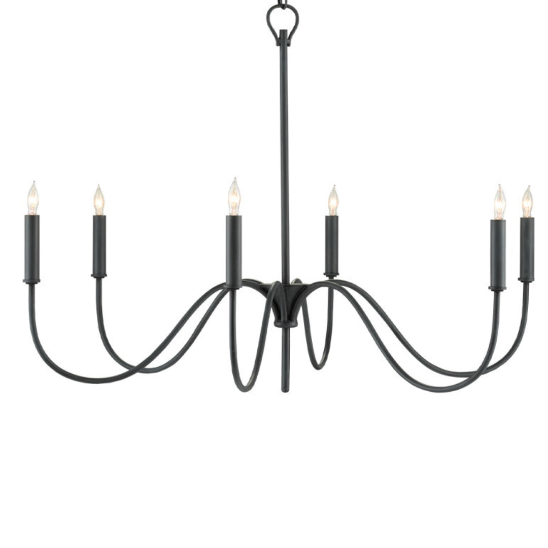 Arched Arms Black Iron Chandelier