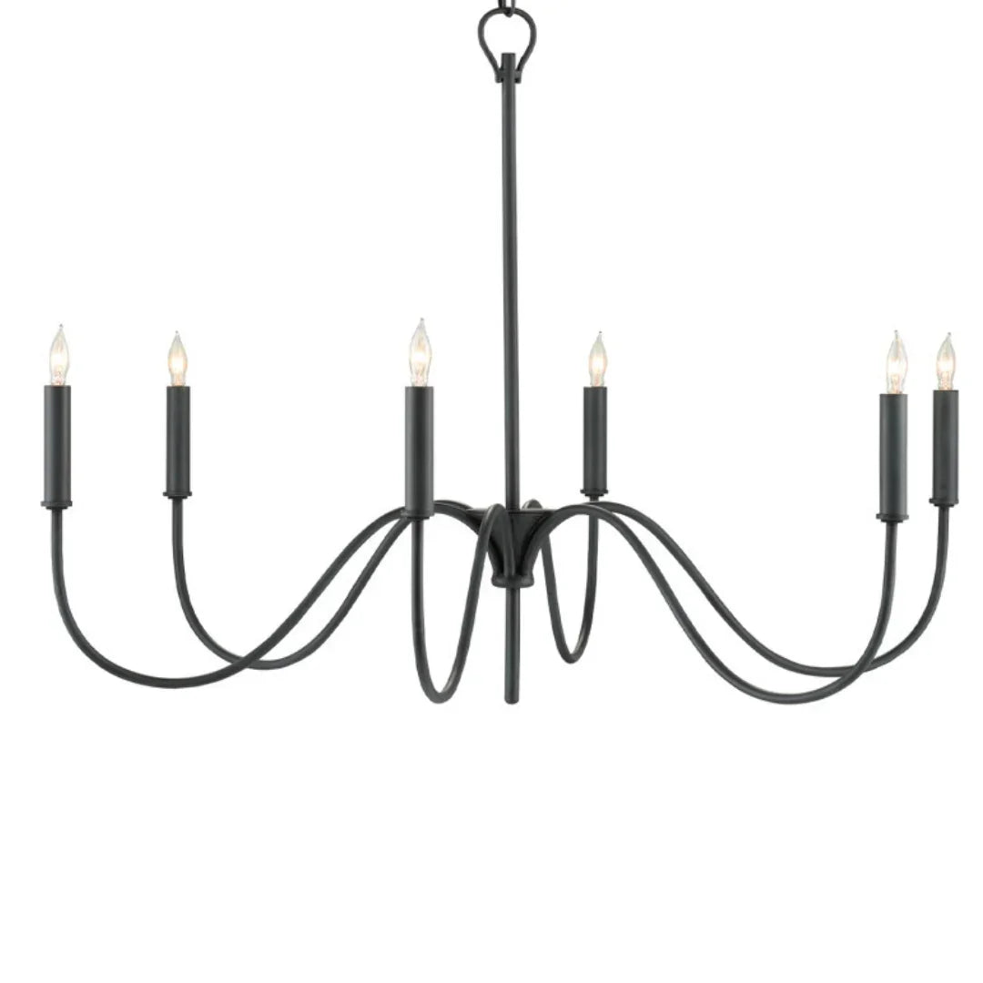 Arched Arms Black Iron Chandelier