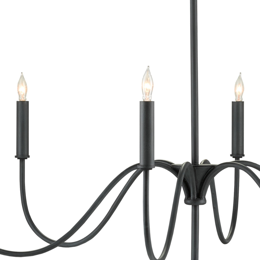 Arched Arms Black Iron Chandelier
