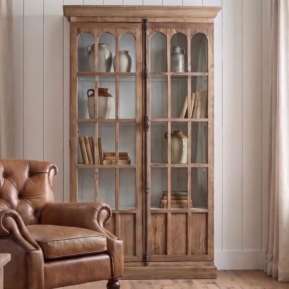 Arched Glazed Door Glass Front Cabinet