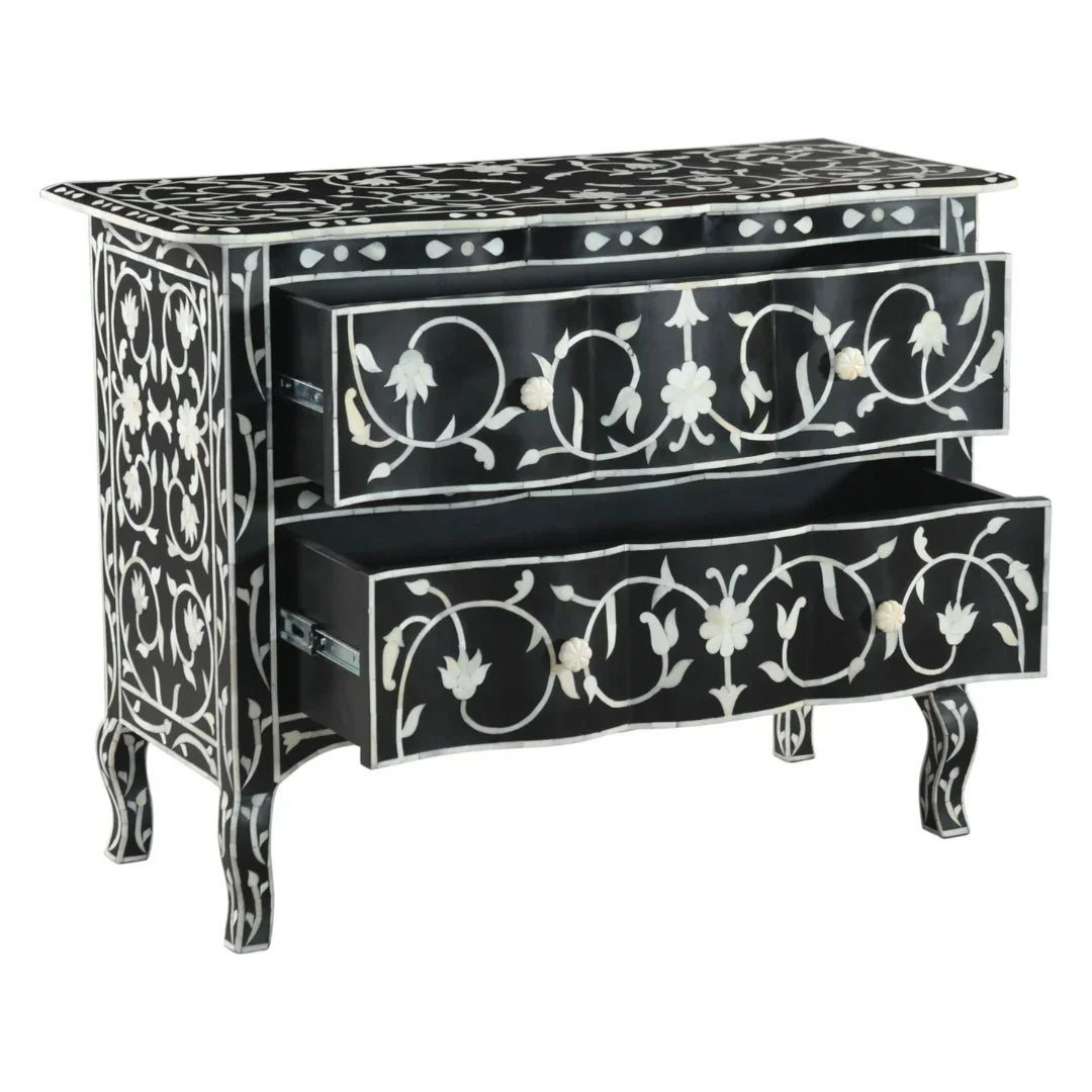 Artisan Floral Leaf Ivory Inlay Chest