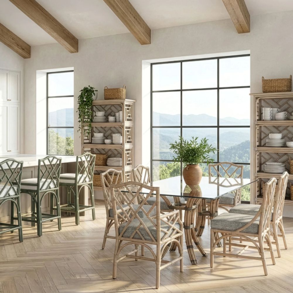 Coastal Luxe Rattan Side Chair