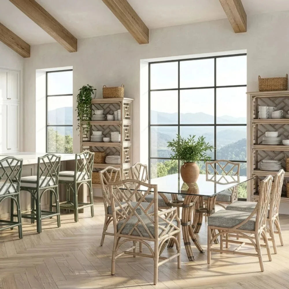 Coastal Luxe Rattan Side Chair
