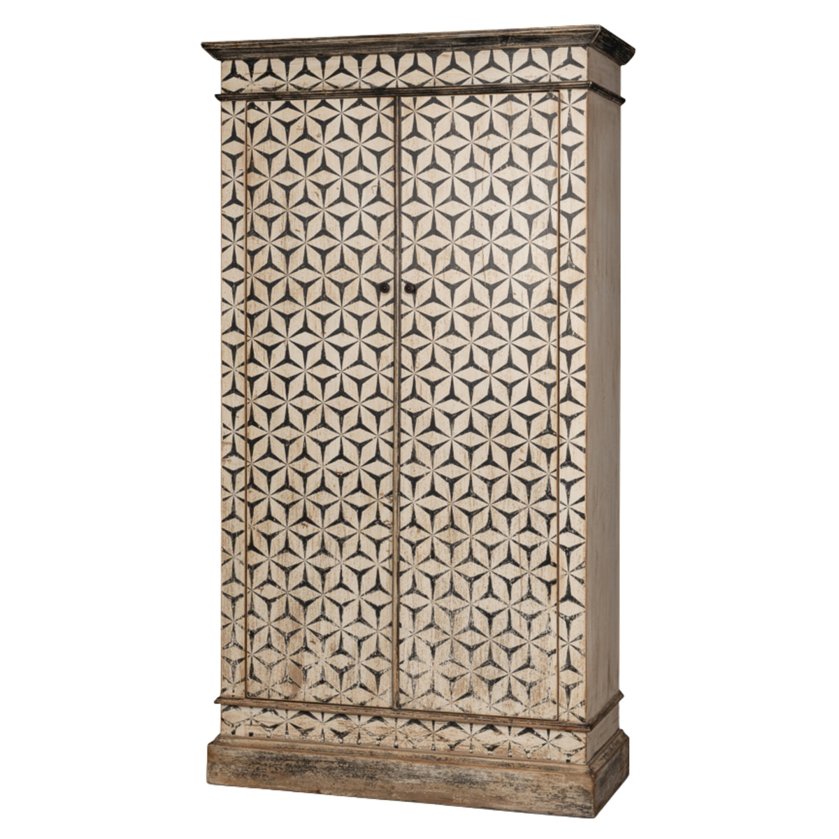 Moroccan Black and Cream Painted Armoire