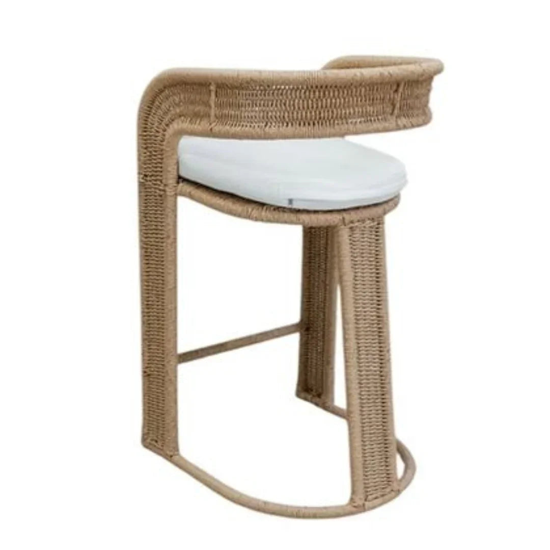 Curved Back Handwoven Counter Stool