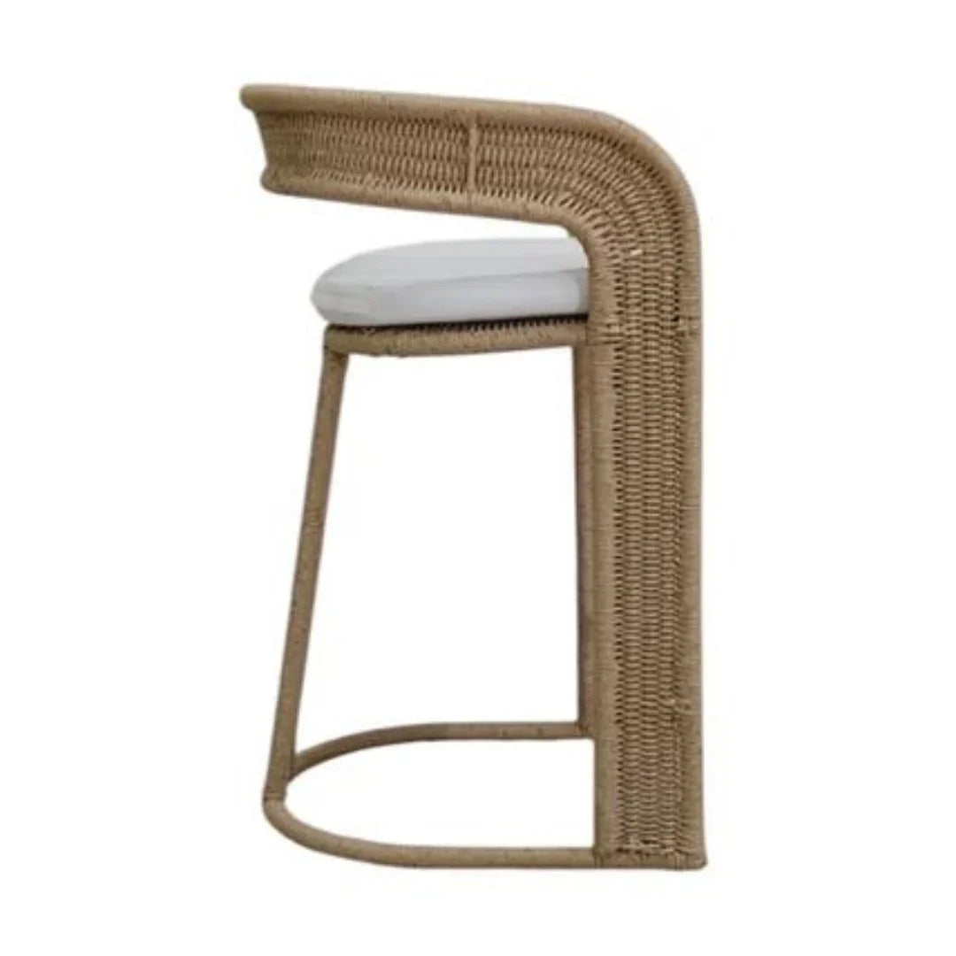 Curved Back Handwoven Counter Stool