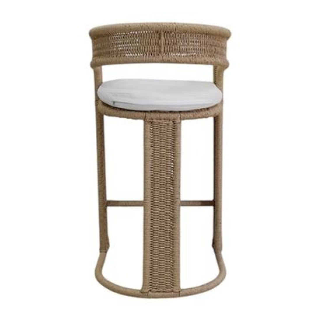 Curved Back Handwoven Counter Stool