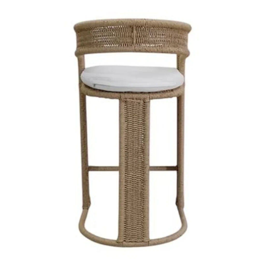 Curved Back Handwoven Counter Stool