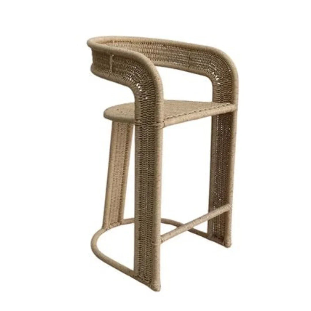 Curved Back Handwoven Counter Stool