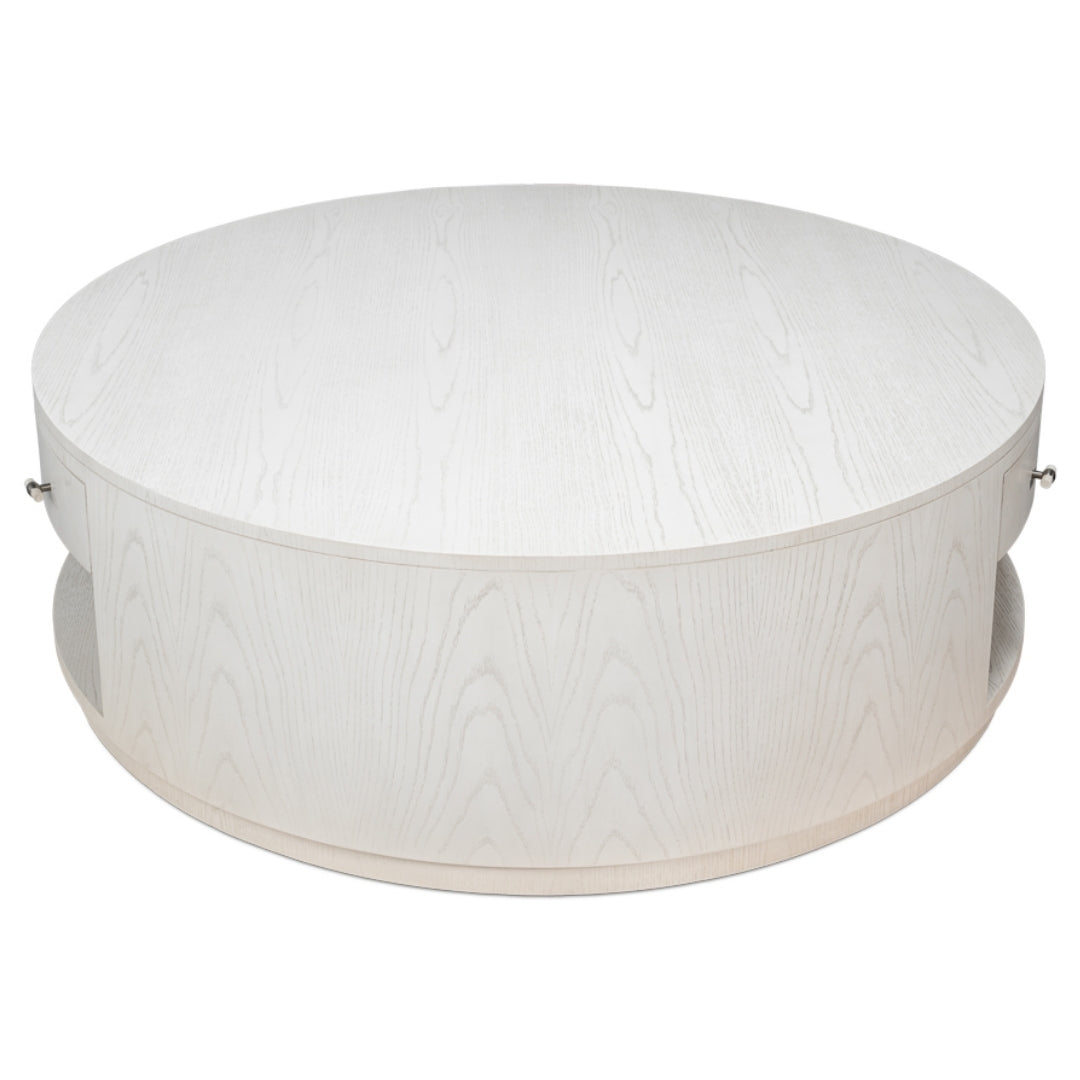 Ash Wood White Round Coffee Table