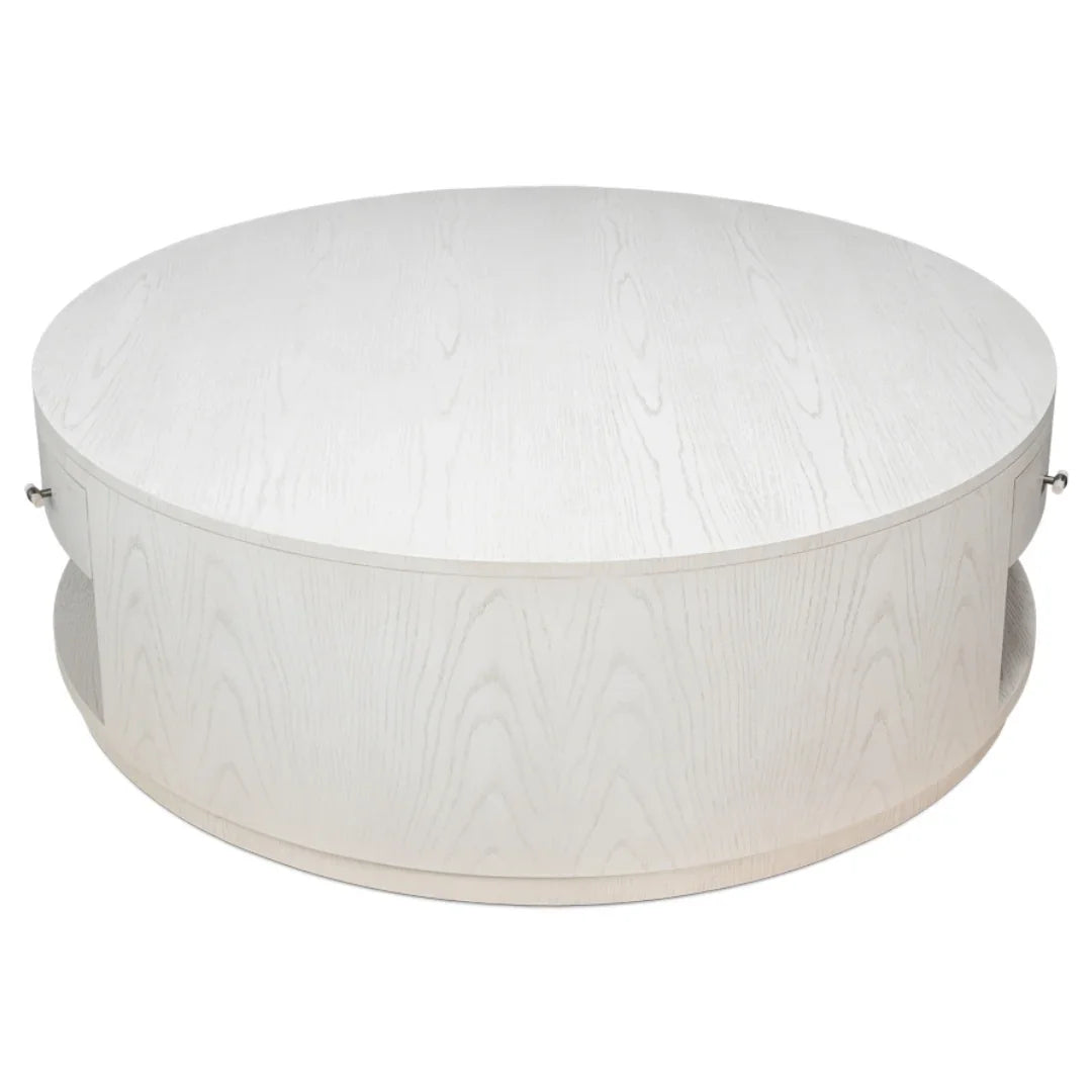 Ash Wood White Round Coffee Table