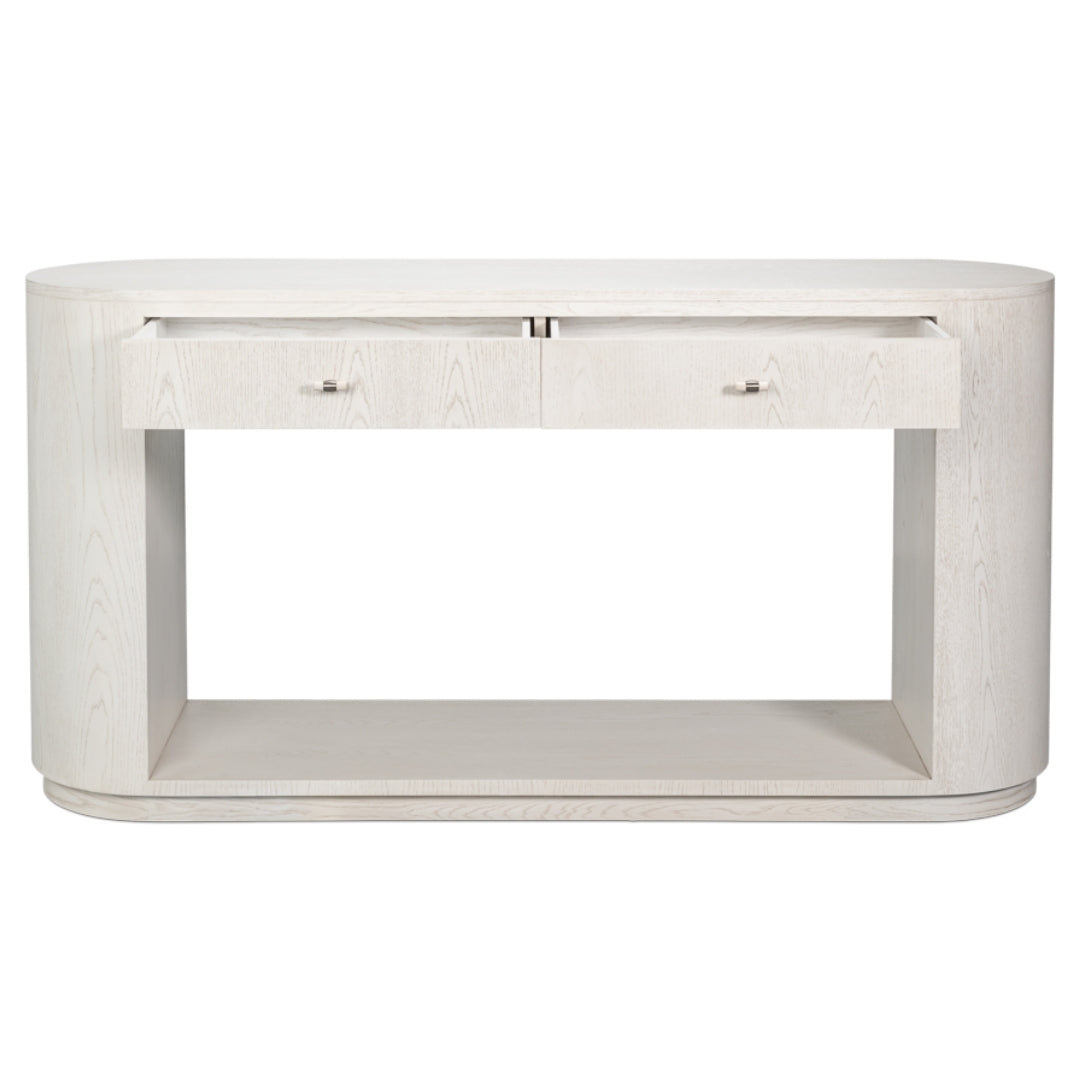 Ash Wood White Oval Console Table