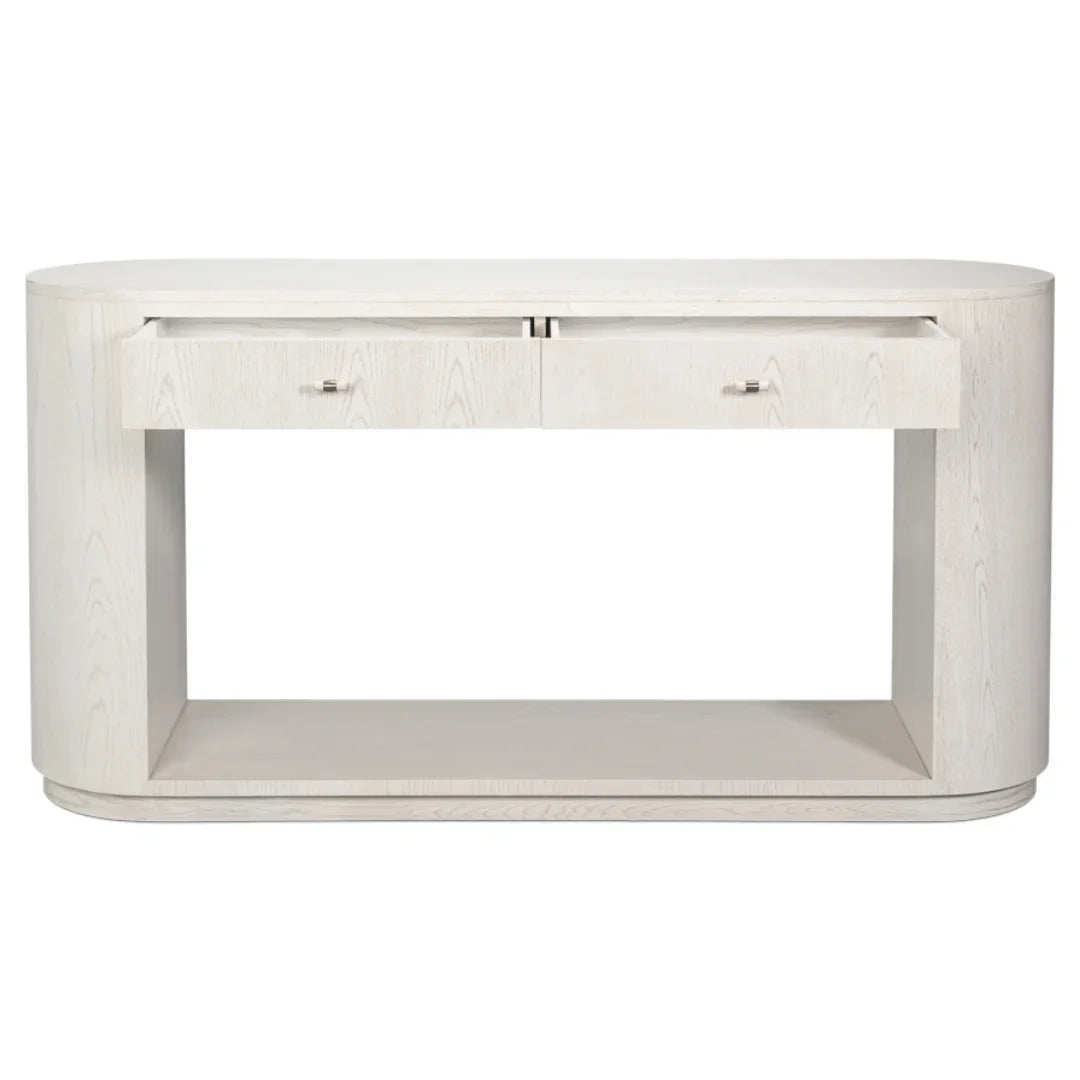 Ash Wood White Oval Console Table