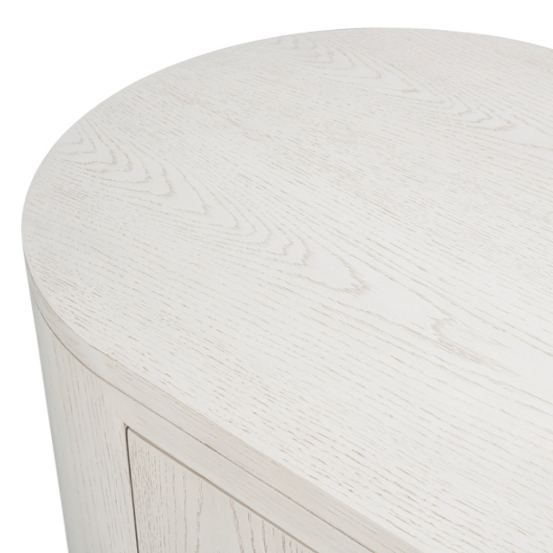 Ash Wood White Oval Console Table