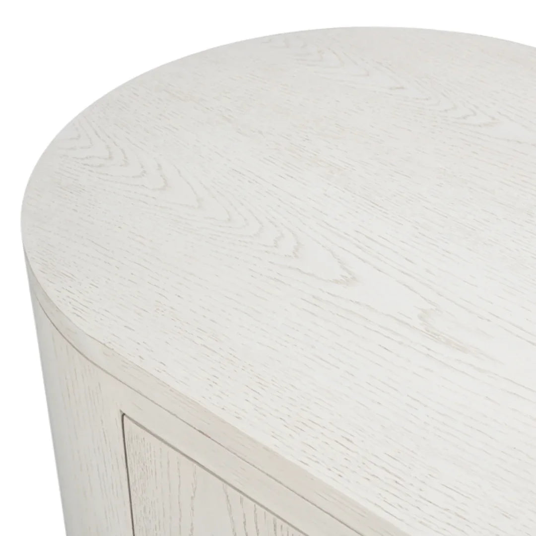 Ash Wood White Oval Console Table