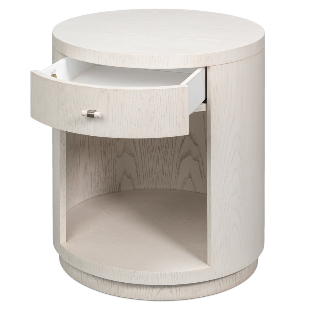 Ash Wood White Round Accent Table