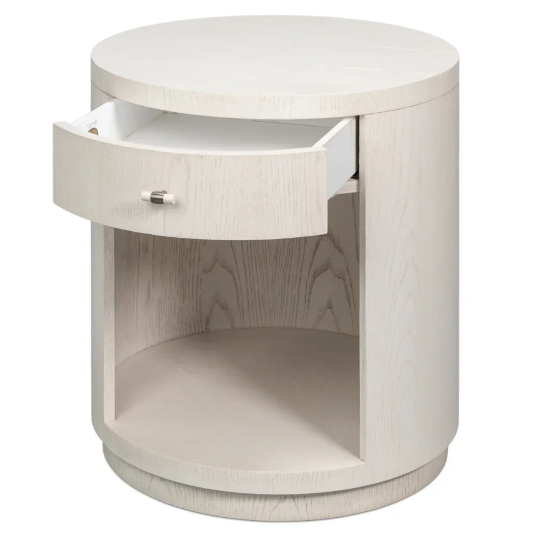 Ash Wood White Round Accent Table
