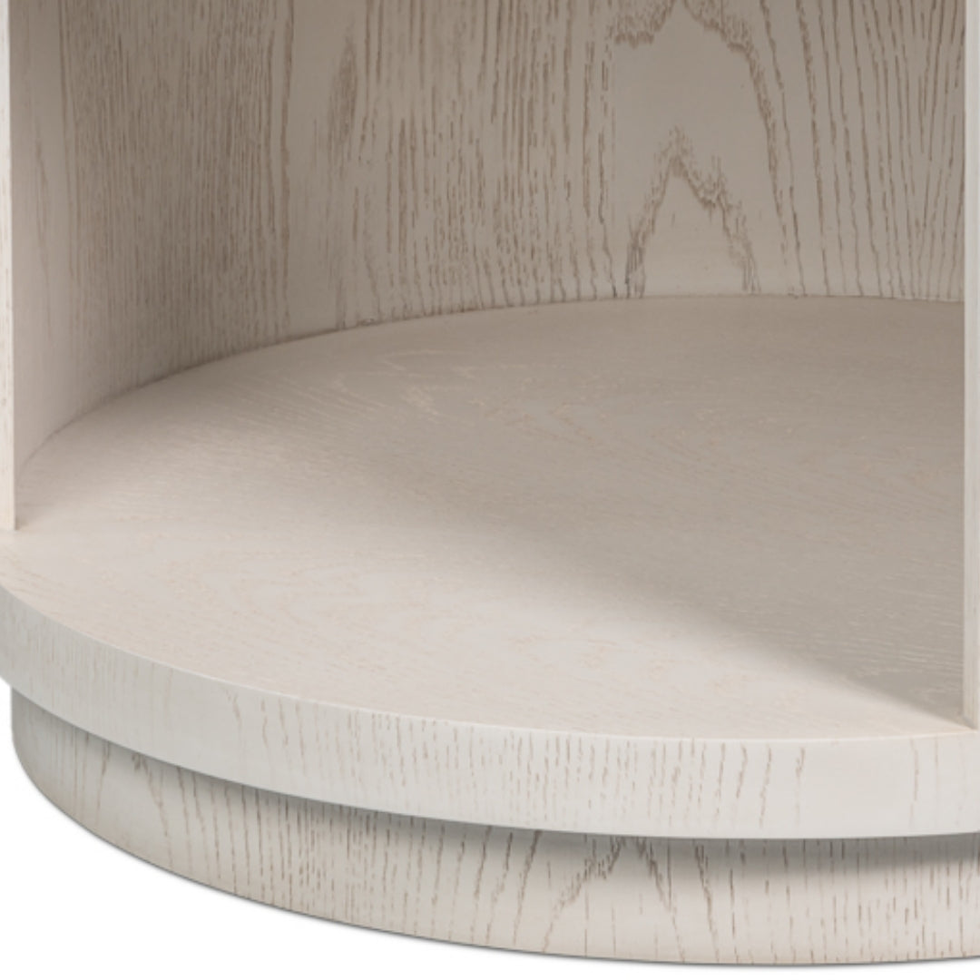 Ash Wood White Round Accent Table