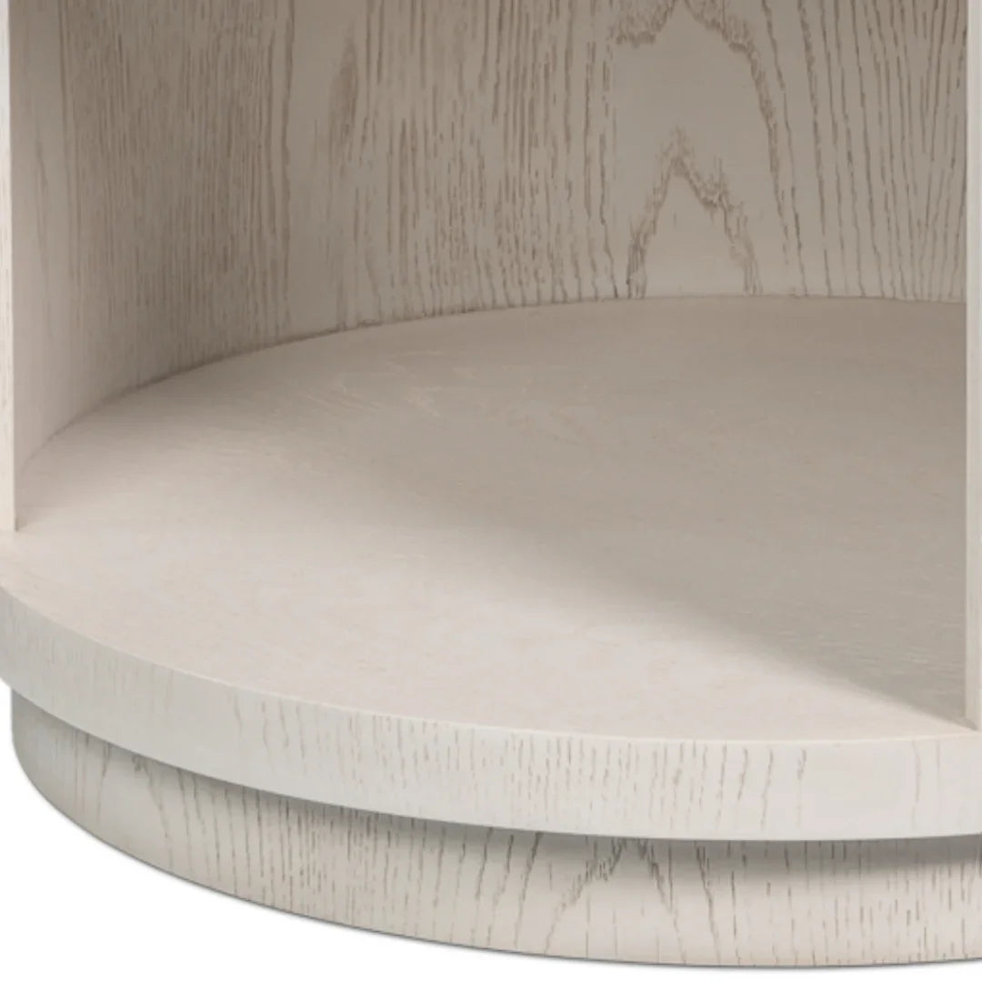 Ash Wood White Round Accent Table