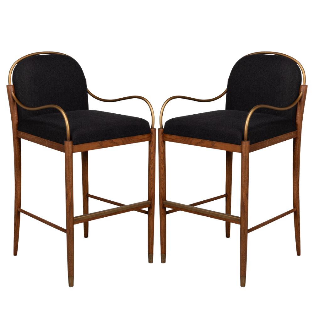 Aurelle Black Upholstered Oak Bar Stool