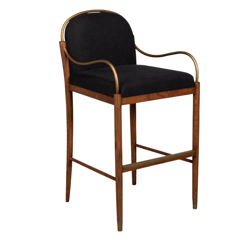Aurelle Black Upholstered Oak Bar Stool