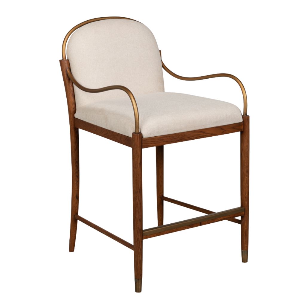 Aurelle Tan Upholstered Oak Counter Stool