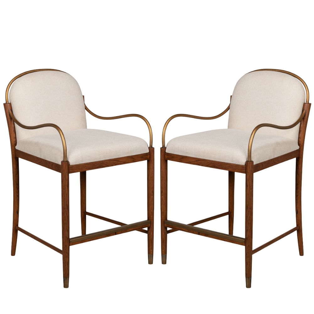 Aurelle Tan Upholstered Oak Counter Stool