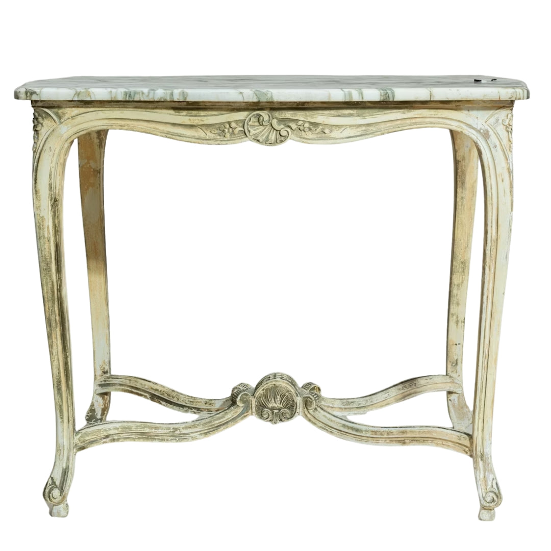 French Antique Marble-Top Console Table, 19th Century
