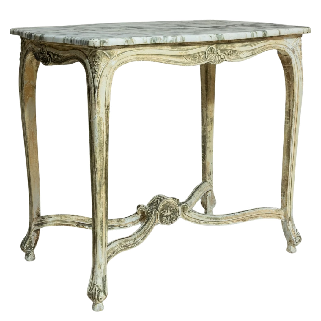French Antique Marble-Top Console Table, 19th Century