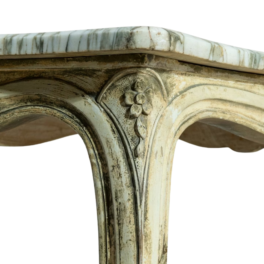 French Antique Marble-Top Console Table, 19th Century
