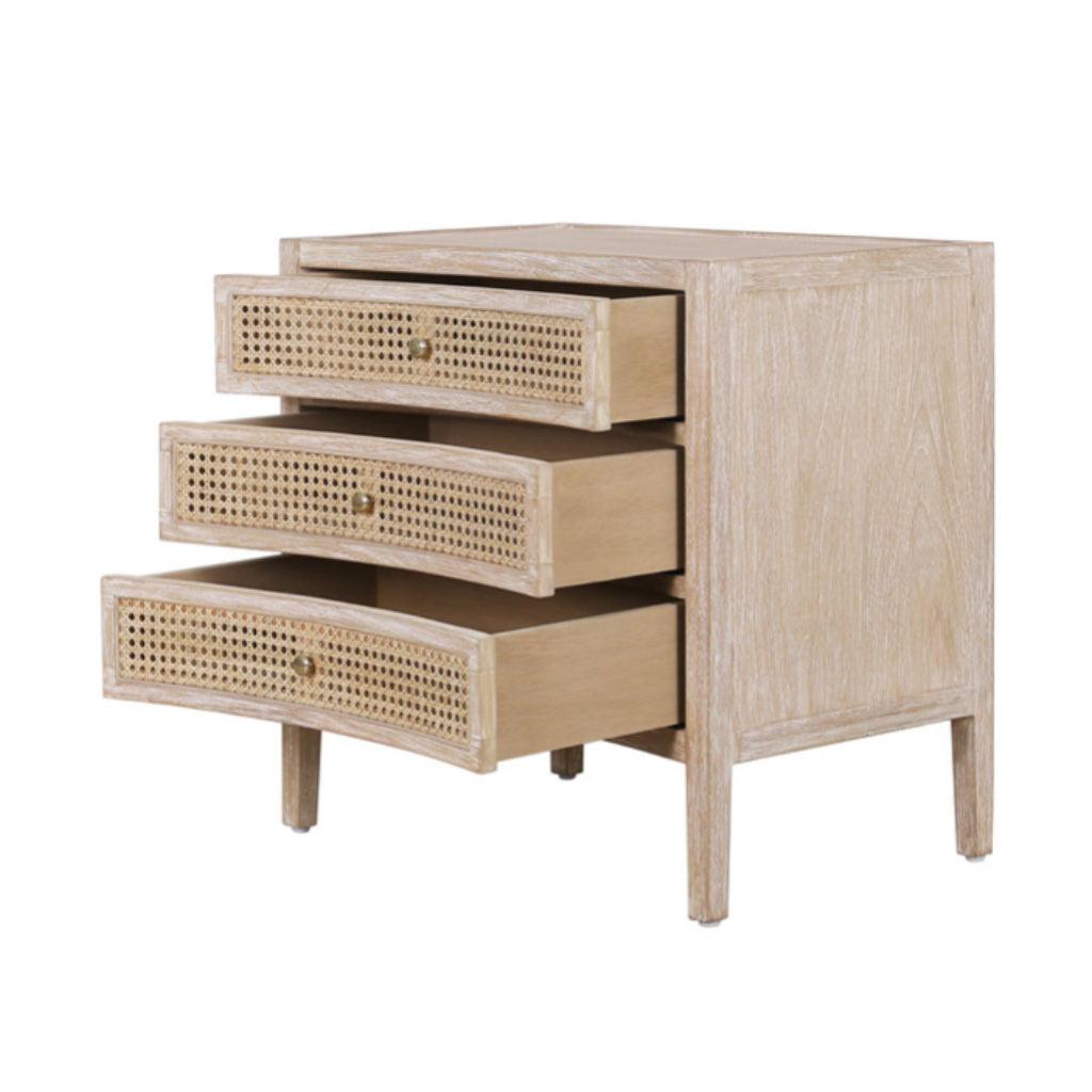 Natural Curved Side Chest with Cane Drawers