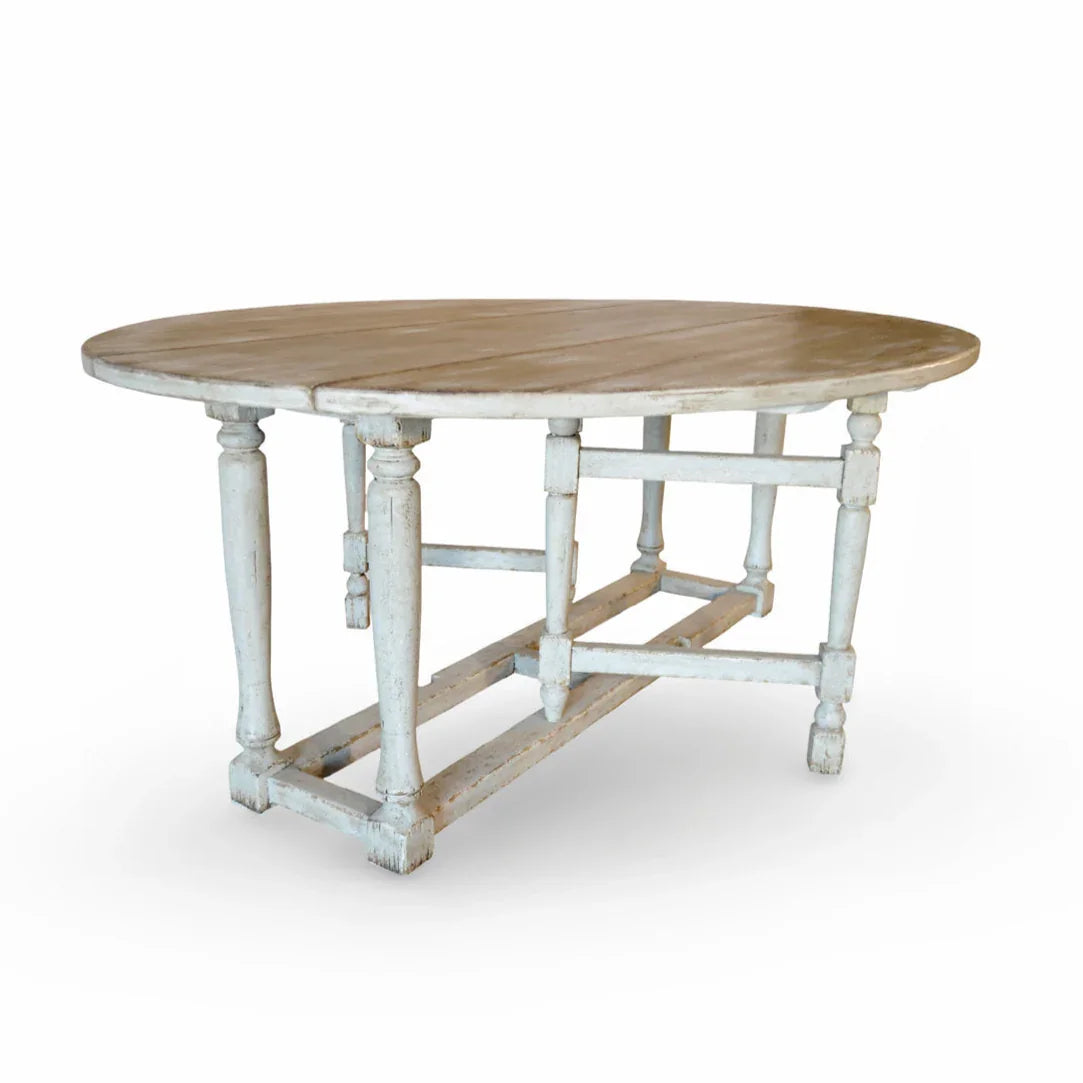 Rustic Drop Leaf Oval Dining Table