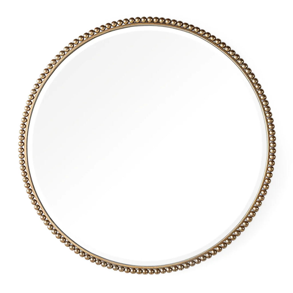 Large Gold Beaded Round Mirror - 50-inch Round