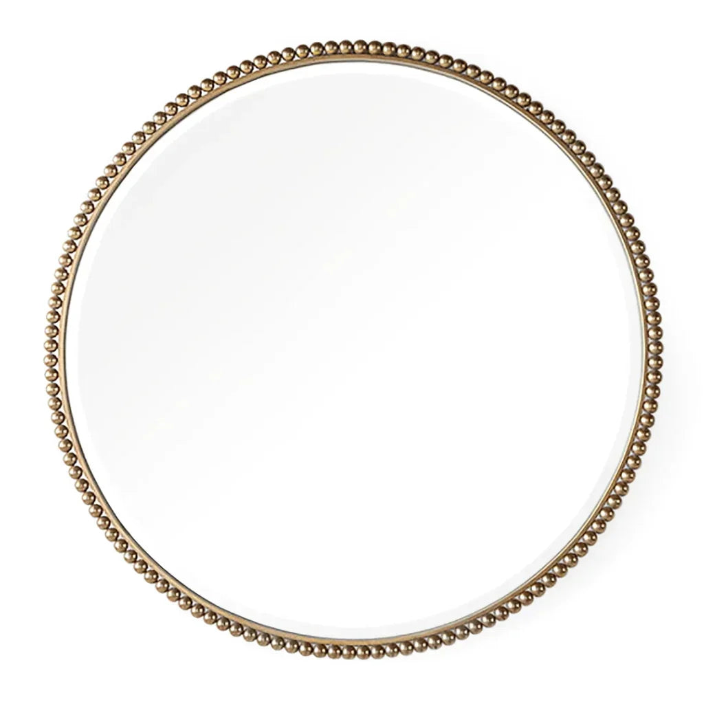 Large Gold Beaded Round Mirror - 50-inch Round
