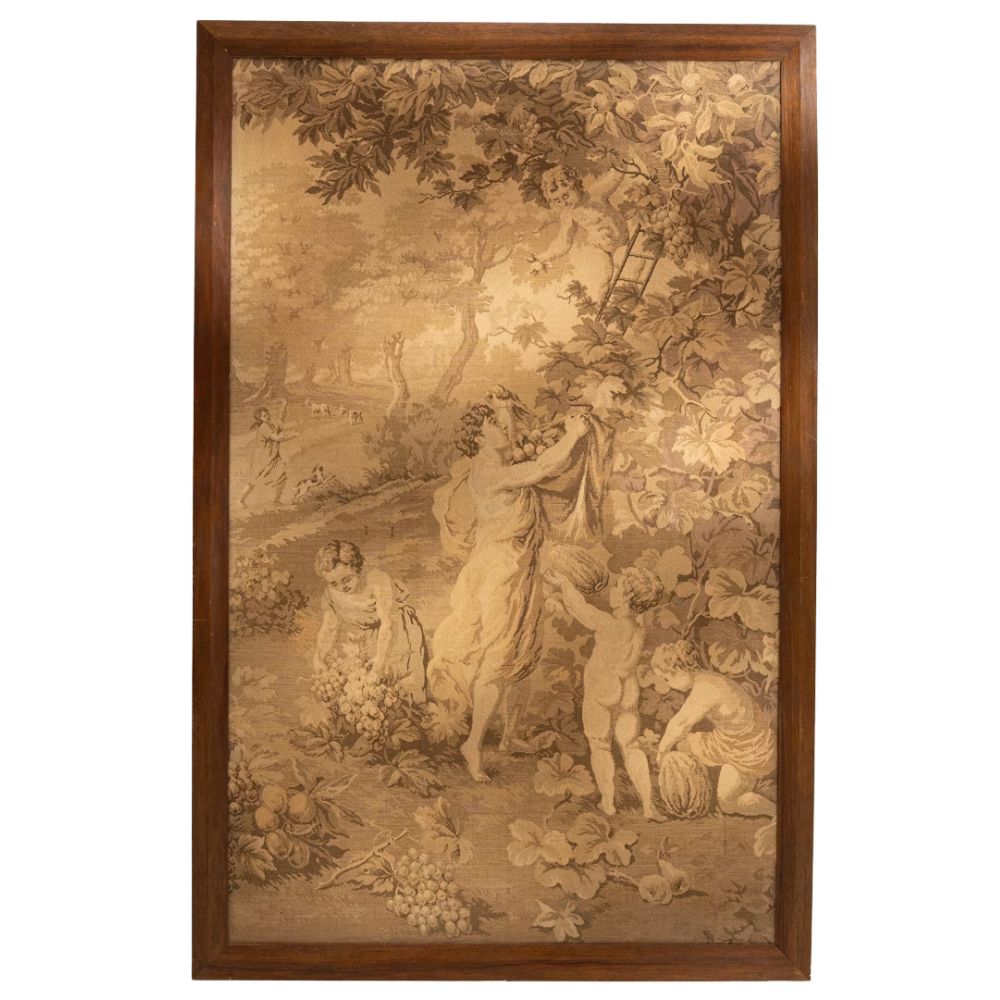 Belle Époque French Pastoral Tapestry Framed Art, Circa 1900